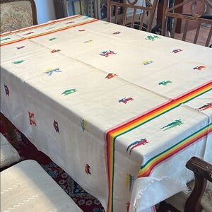 Colorful Guatemalan Embroidered Tablecloth